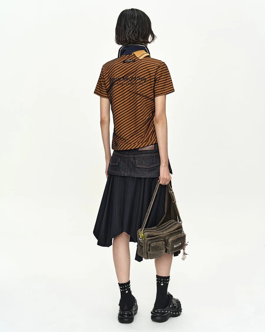 Polo twist arancio a righe in piqué con velo in raso - YES SHOPPoloADSB ANDERSSON BELLATB1564W-XXS