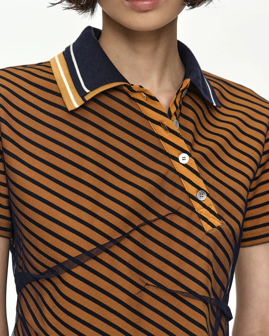 Polo twist arancio a righe in piqué con velo in raso - YES SHOPPoloADSB ANDERSSON BELLATB1564W-XXS