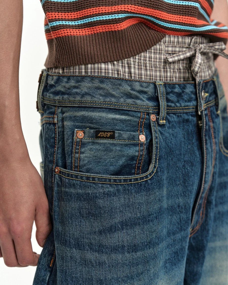 Jeans wide leg con doppia banda check - YES SHOPJeansADSB ANDERSSON BELLAPA910U-W24