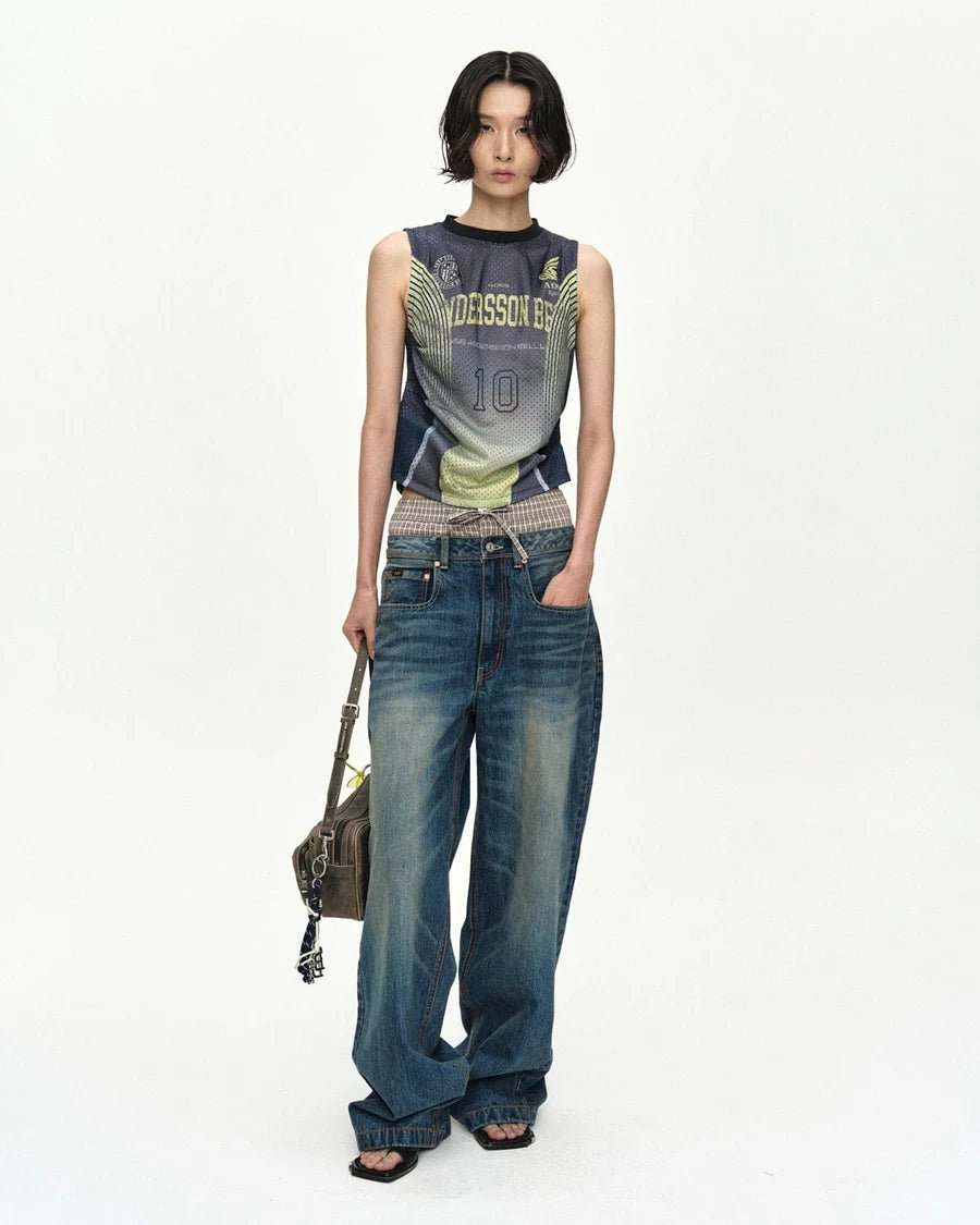 Jeans wide leg con doppia banda check - YES SHOPJeansADSB ANDERSSON BELLAPA910U-W24