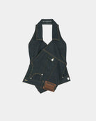 Halter top Upside - Down in denim scuro - YES SHOPTopADSB ANDERSSON BELLATB1573W-XXS
