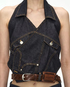Halter top Upside - Down in denim scuro - YES SHOPTopADSB ANDERSSON BELLATB1573W-XXS