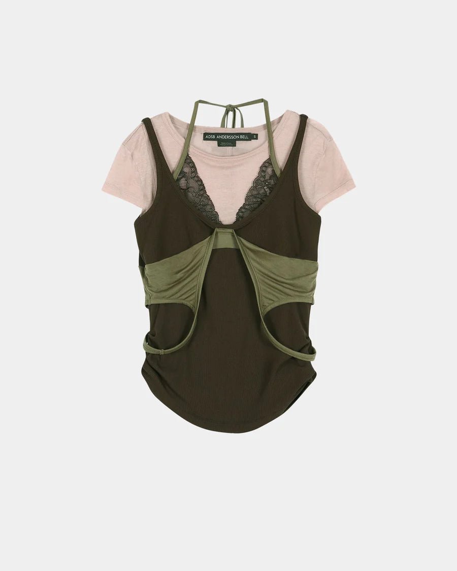 T-shirt rosa a strati con top verde e canotta marrone - YES SHOPT-shirtADSB ANDERSSON BELLATB1557W-XXS