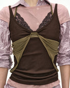 T-shirt rosa a strati con top verde e canotta marrone - YES SHOPT-shirtADSB ANDERSSON BELLATB1557W-XXS