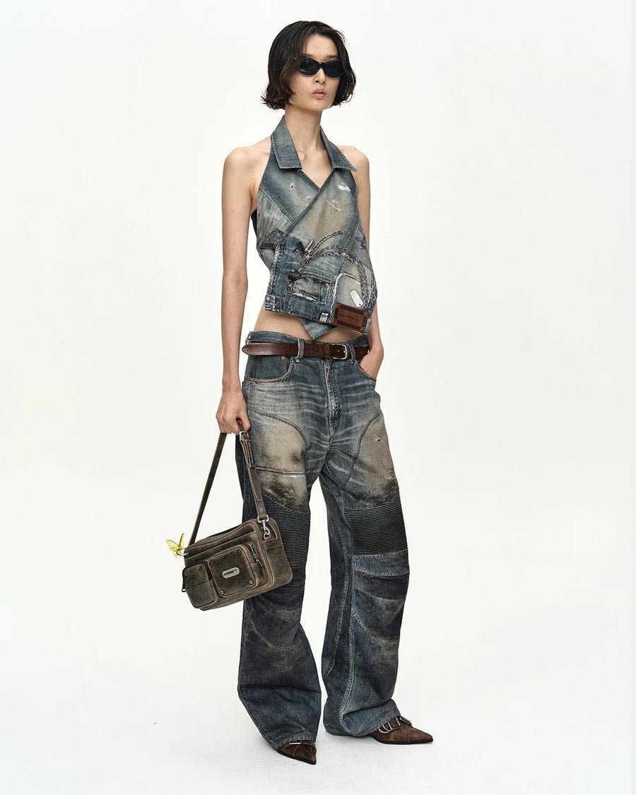 Halter top Upside - Down printed denim - YES SHOPTopADSB ANDERSSON BELLATB1574W-XXS