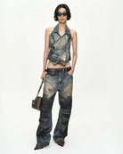 Halter top Upside - Down printed denim - YES SHOPTopADSB ANDERSSON BELLATB1574W-XXS